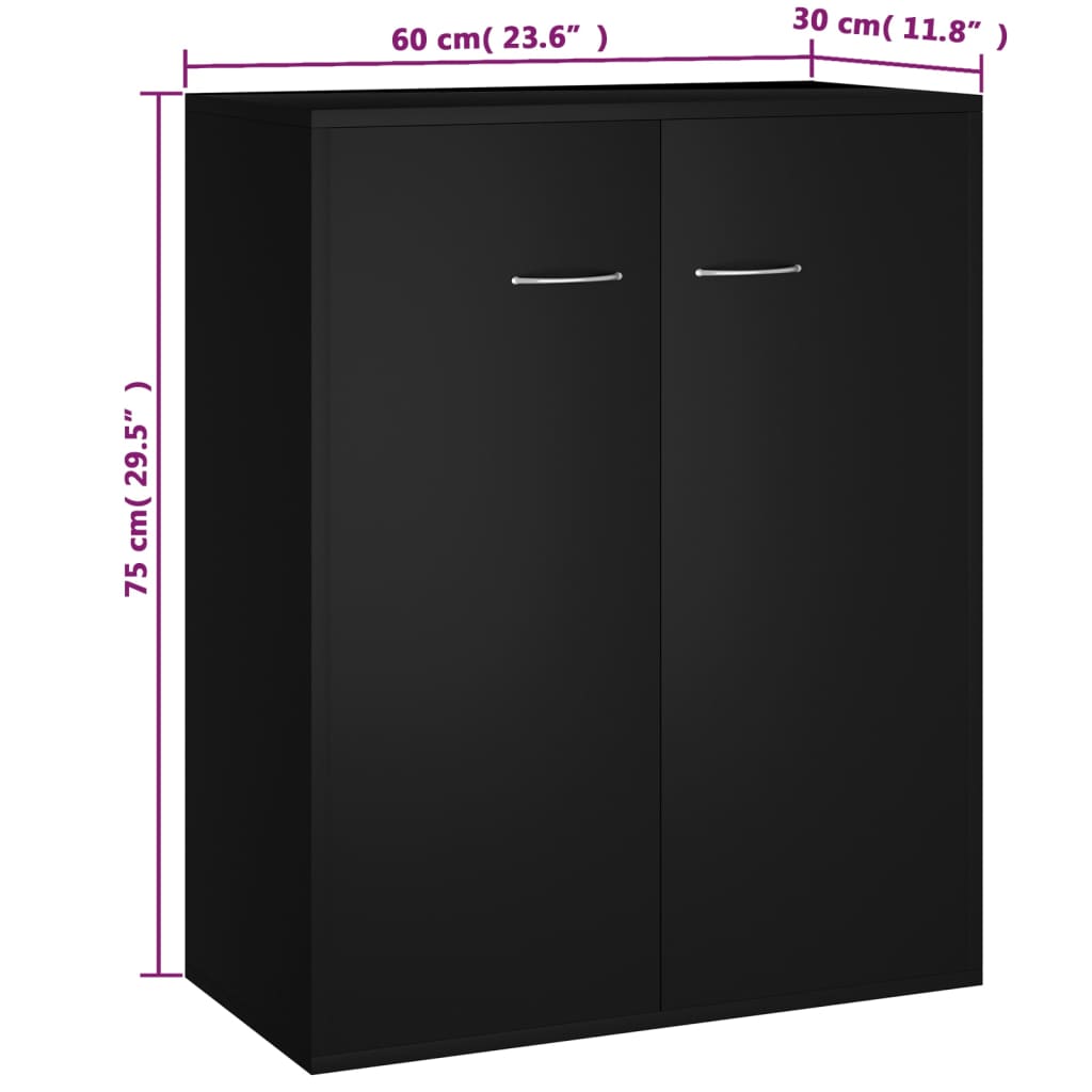 Credenza Nera 60x30x75 cm in Truciolato 800730