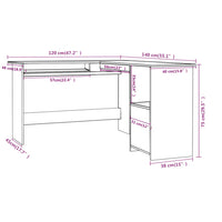 Scrivania Angolare a L Bianca 120x140x75cm in Legno Multistrato cod mxl 67239