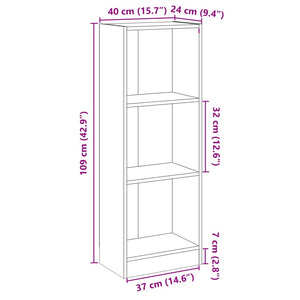 Libreria a 3 Ripiani Nera 40x24x108 cm in Truciolato cod mxl 12378