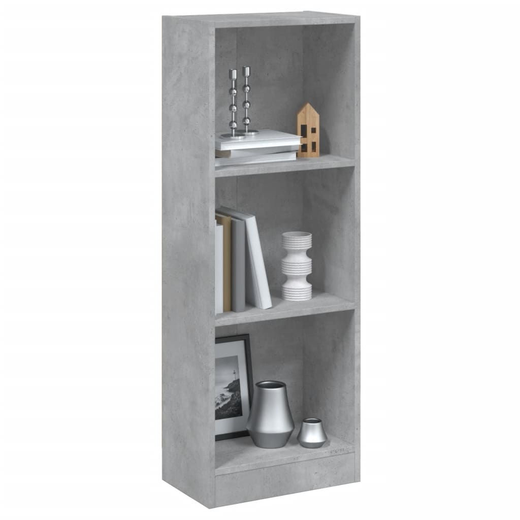 Libreria a 3 Ripiani Grigio Cemento 40x24x108 cm in Truciolato