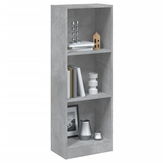 Libreria a 3 Ripiani Grigio Cemento 40x24x108 cm in Truciolato