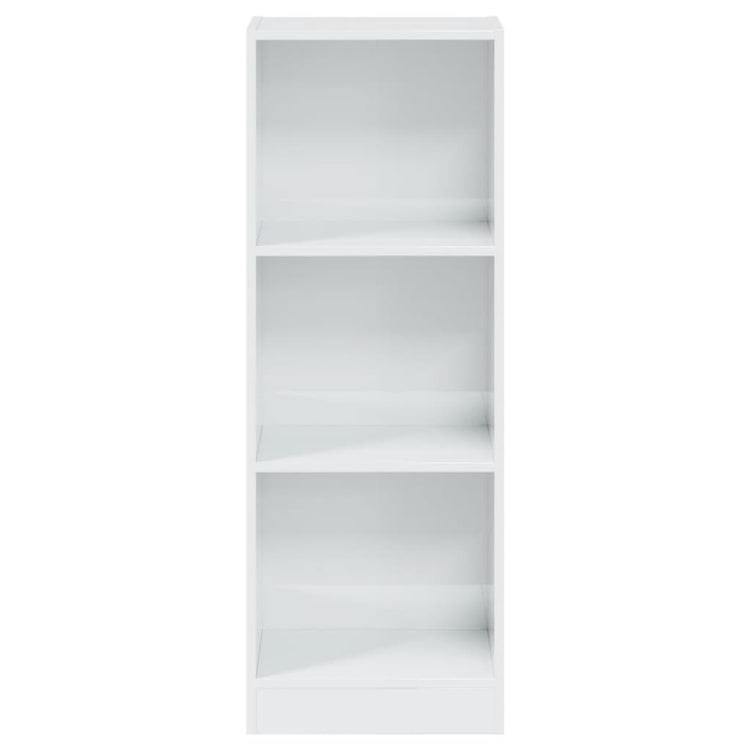 Libreria a 3 Ripiani Bianco Lucido 40x24x108 cm in Truciolato