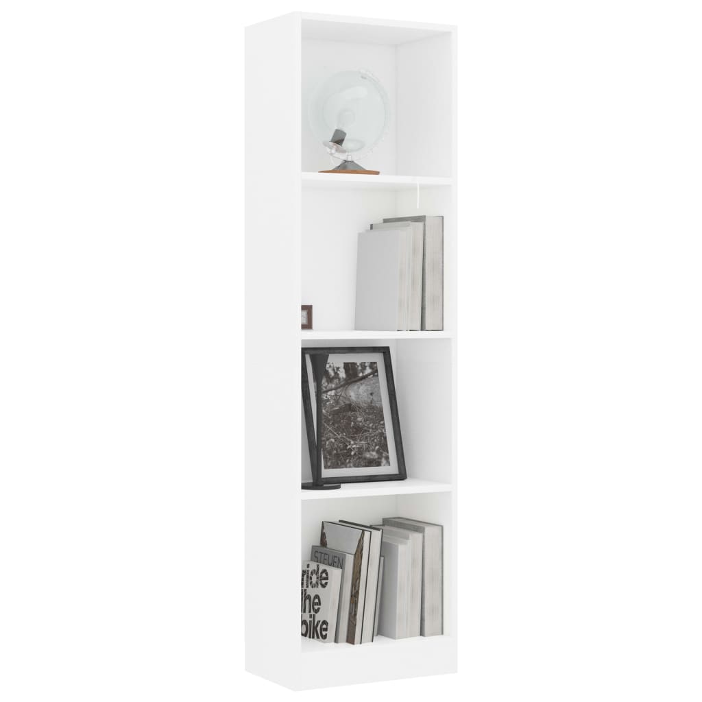 Libreria a 4 Ripiani Bianca 40x24x142 cm in Legno Multistrato