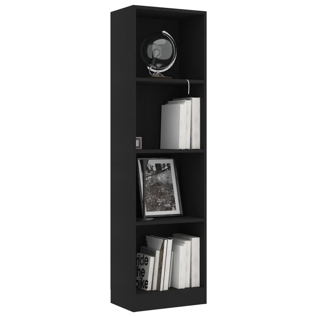 Libreria a 4 Ripiani Nero 40x24x142 cm in Truciolato 800838