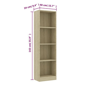 Libreria a 4 Ripiani Rovere Sonoma 40x24x142 cm in Truciolato 800840