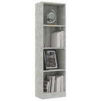 Libreria a 4 Ripiani Grigio Cemento 40x24x142 cm in Truciolato cod mxl 9282