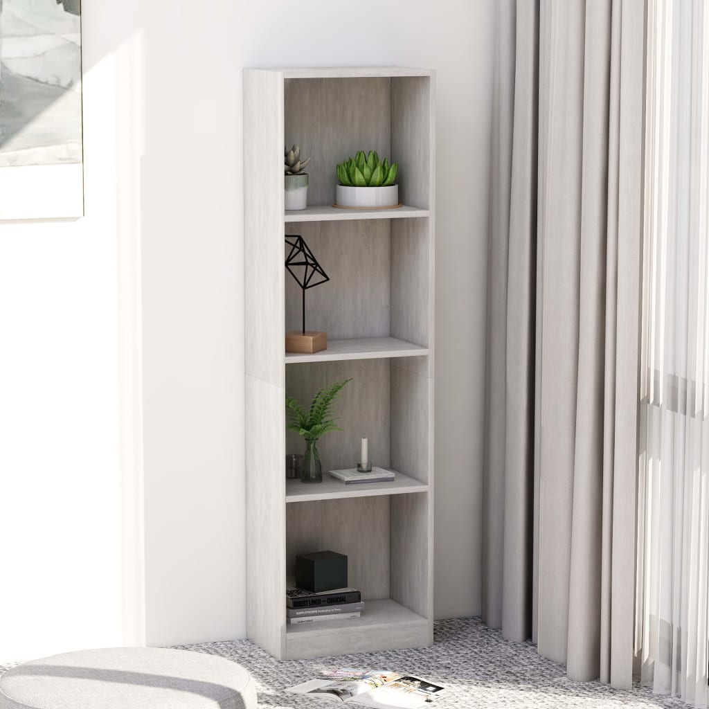 Libreria a 4 Ripiani Grigio Cemento 40x24x142 cm in Truciolato cod mxl 9282