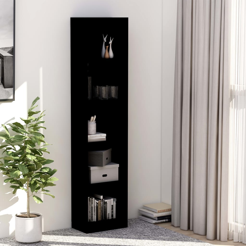 Libreria a 5 Ripiani Nera 40x24x175 cm in Legno Multistrato 800847