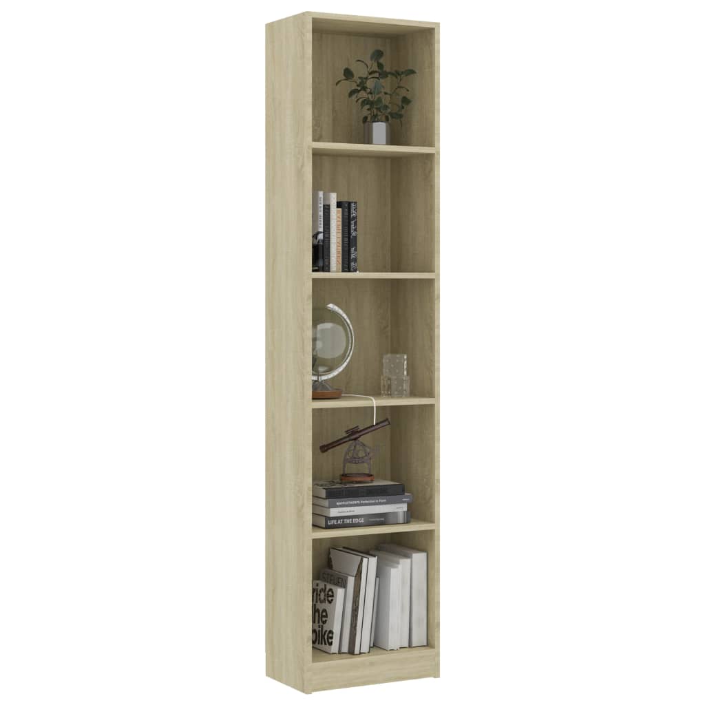 Libreria a 5 Ripiani Rovere Sonoma 40x24x175 cm in Truciolato