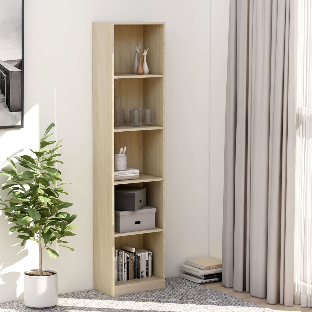 Libreria a 5 Ripiani Rovere Sonoma 40x24x175 cm in Truciolato