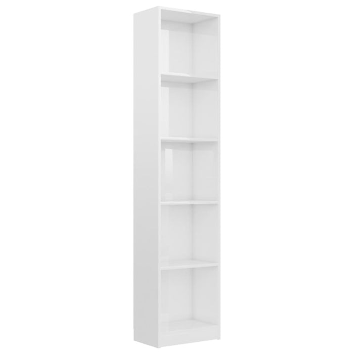 Libreria a 5 Ripiani Bianco Lucido 40x24x175 cm in Truciolato 800852