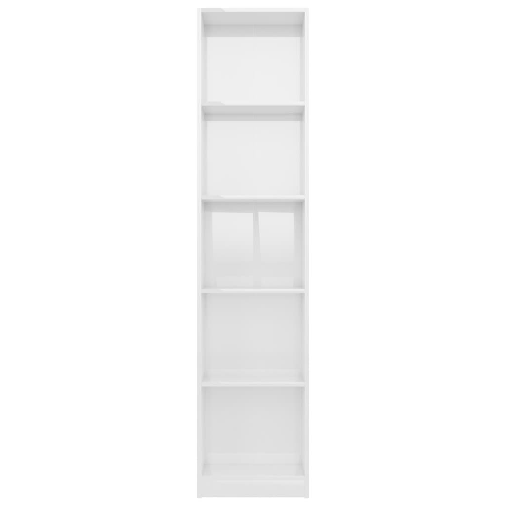 Libreria a 5 Ripiani Bianco Lucido 40x24x175 cm in Truciolato 800852