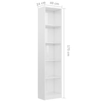 Libreria a 5 Ripiani Bianco Lucido 40x24x175 cm in Truciolato 800852