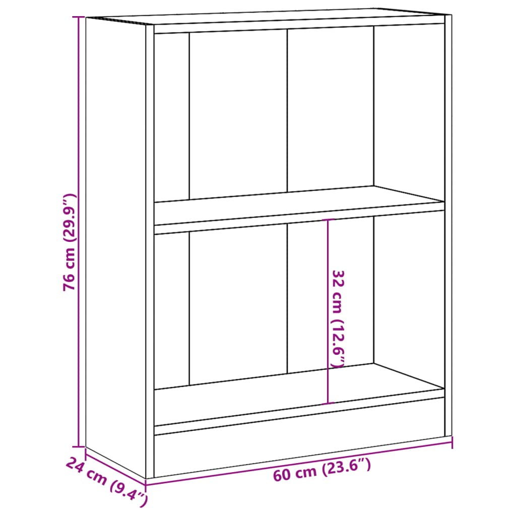 Libreria Bianca 60x24x76 cm in Legno Multistrato 800855