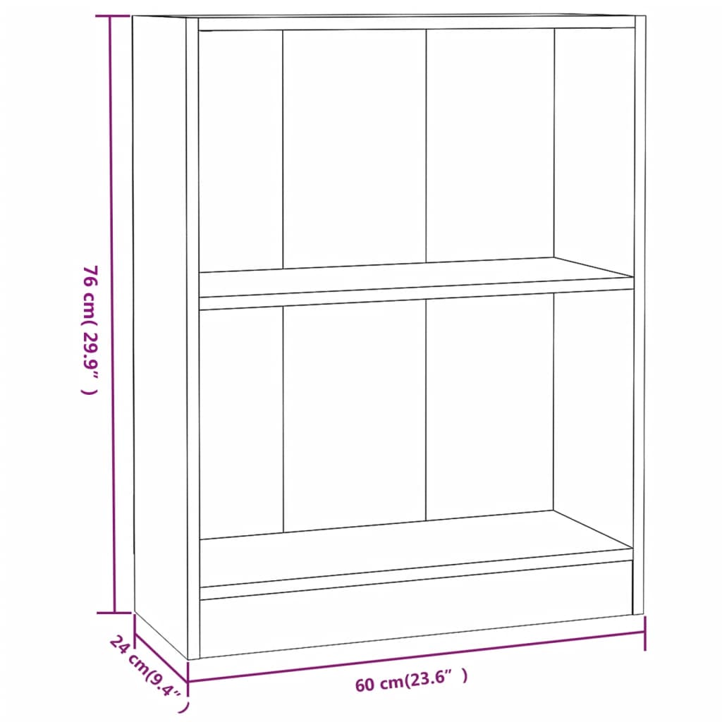 Libreria Nera 60x24x74,5 cm in Legno Multistrato cod mxl 20862