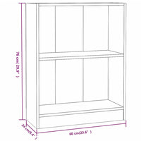 Libreria Nera 60x24x74,5 cm in Legno Multistrato cod mxl 20862