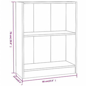 Libreria Nera 60x24x74,5 cm in Legno Multistrato cod mxl 20862