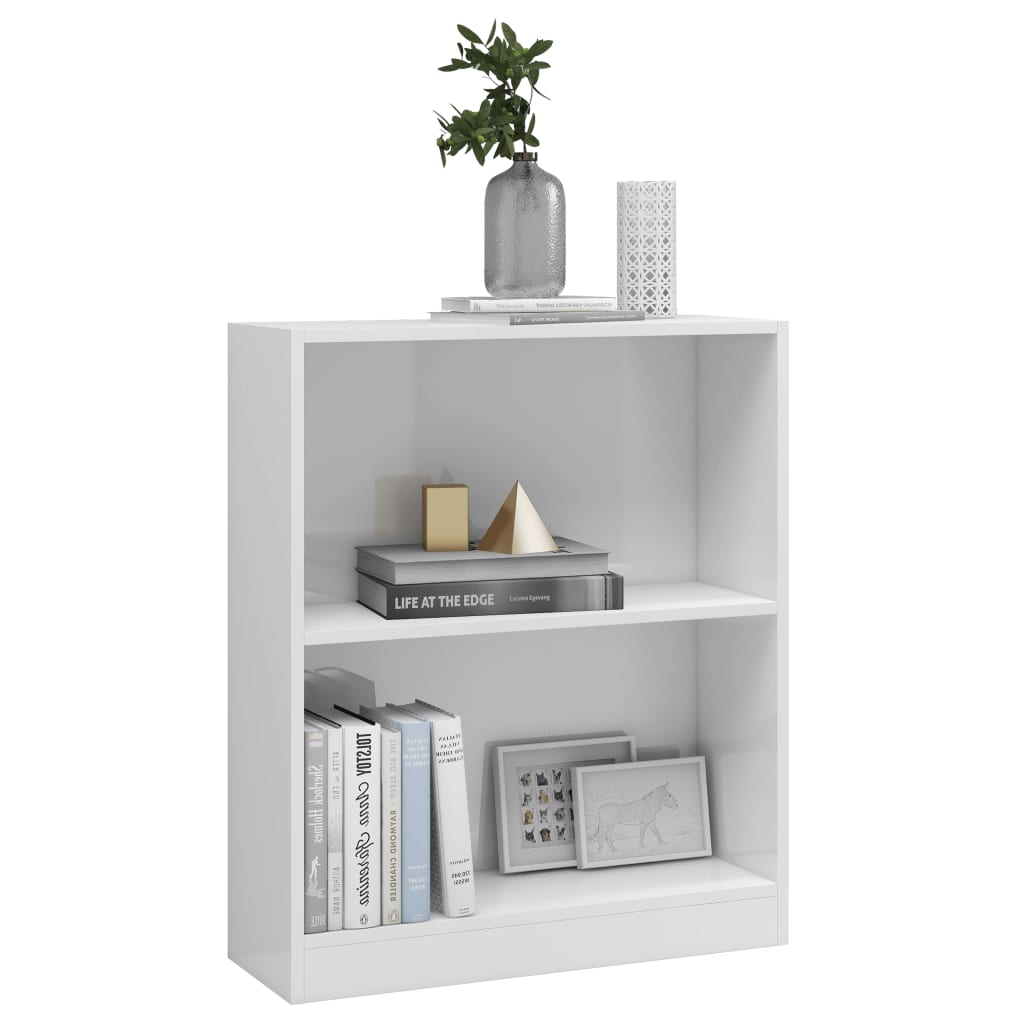 Libreria Bianco Lucido 60x24x74,5 cm in Legno Multistrato 800861