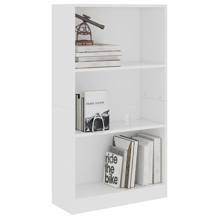 Libreria a 3 Ripiani Bianca 60x24x109 cm in Legno Multistrato cod mxl 7814