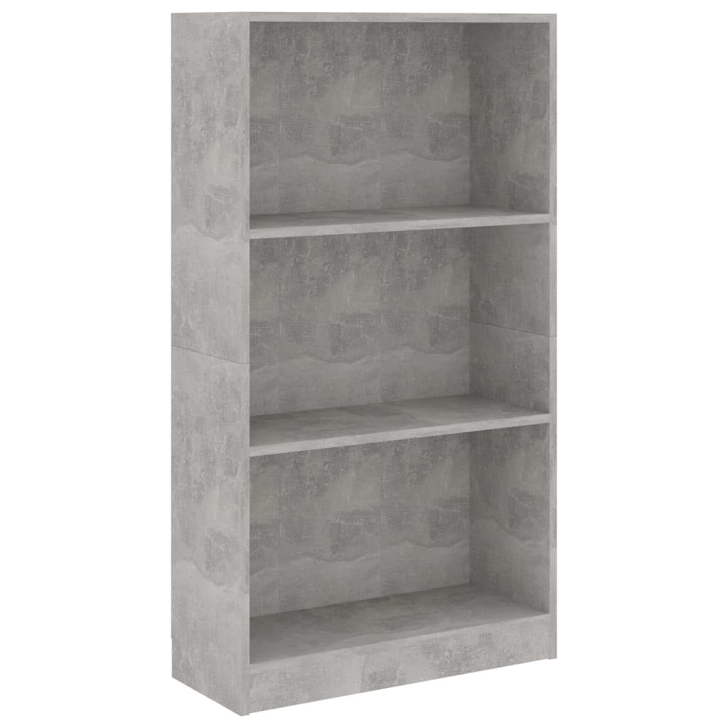 Libreria a 3 Ripiani Cemento 60x24x109 cm in Legno Multistrato cod mxl 18036