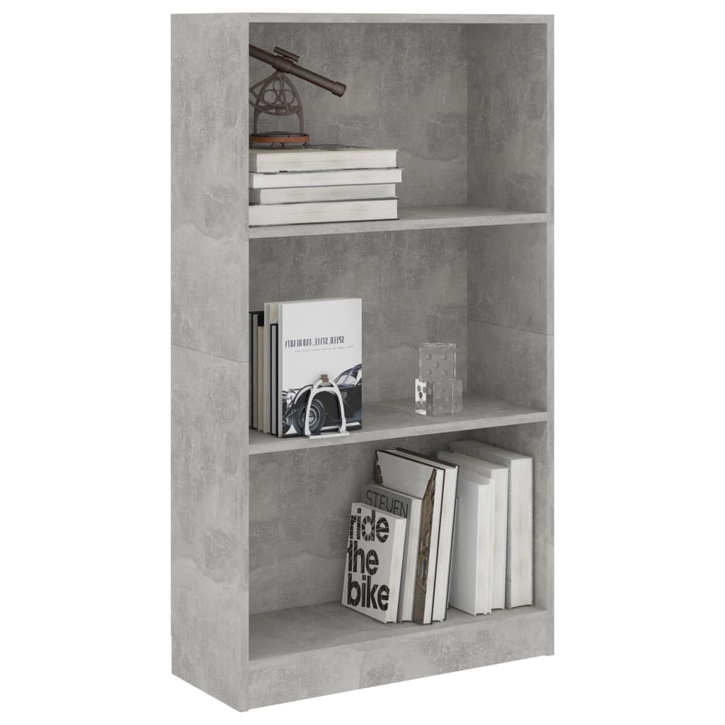 Libreria a 3 Ripiani Cemento 60x24x109 cm in Legno Multistrato cod mxl 18036