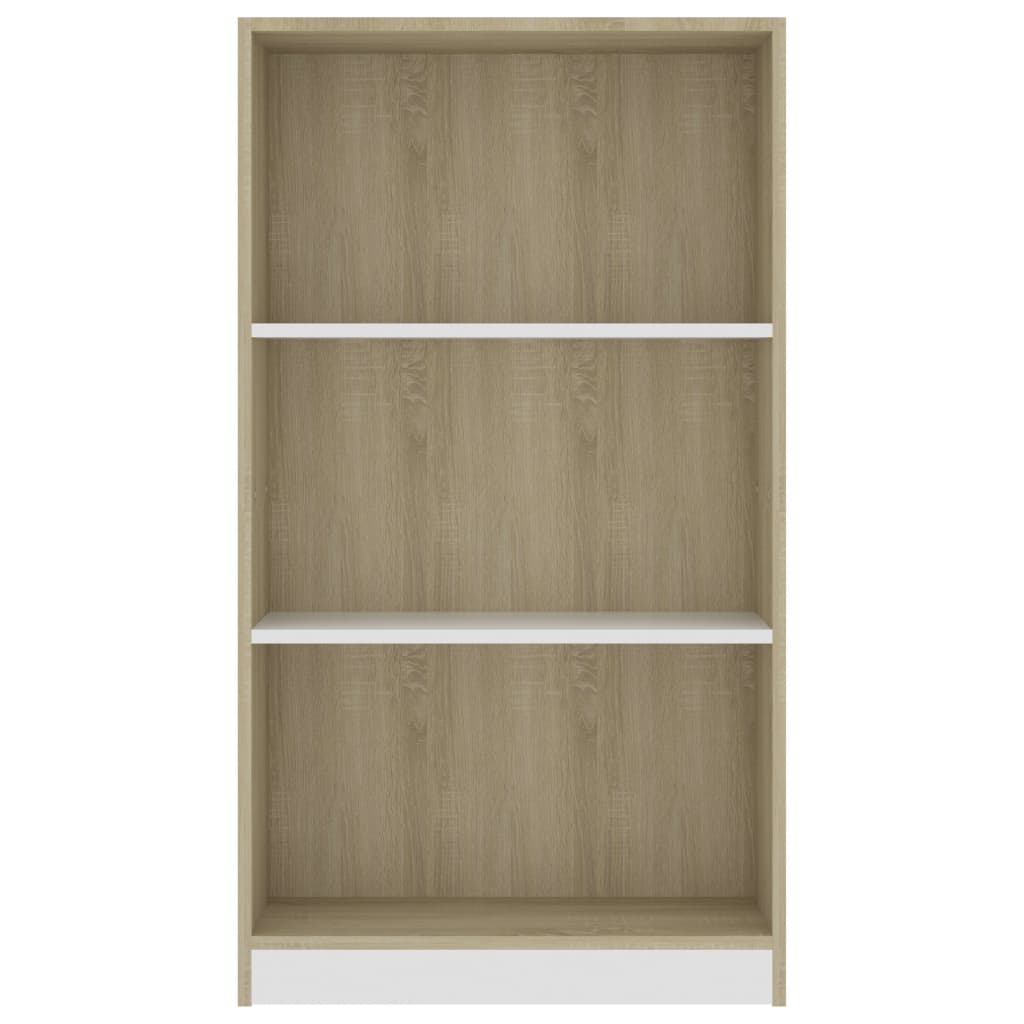 Libreria a 3 Ripiani Bianco e Sonoma 60x24x109cm in Multistrato 800869