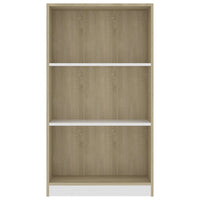 Libreria a 3 Ripiani Bianco e Sonoma 60x24x109cm in Multistrato 800869