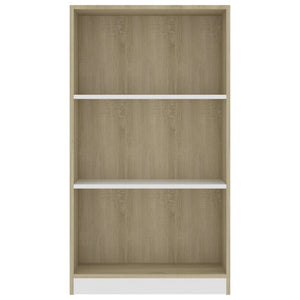 Libreria a 3 Ripiani Bianco e Sonoma 60x24x109cm in Multistrato 800869