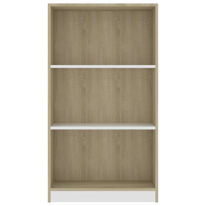 Libreria a 3 Ripiani Bianco e Sonoma 60x24x109cm in Multistrato 800869