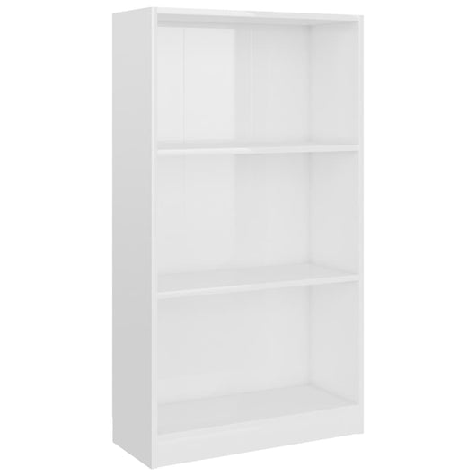 Libreria a 3 Ripiani Bianco Lucido 60x24x109 cm in Multistrato 800870