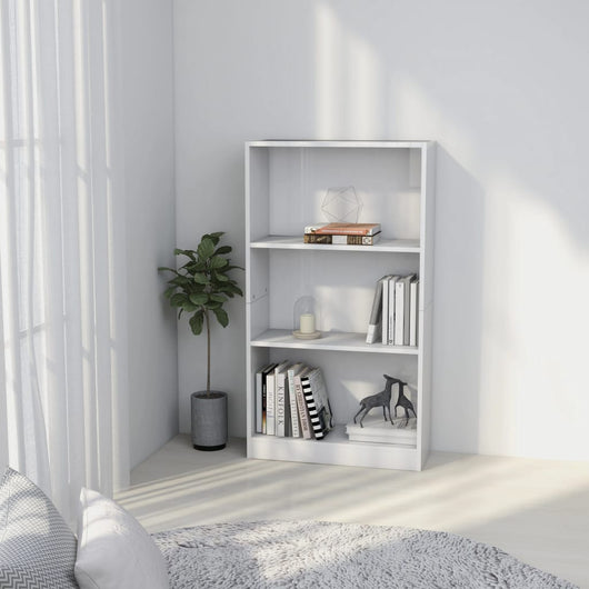 Libreria a 3 Ripiani Bianco Lucido 60x24x109 cm in Multistrato 800870