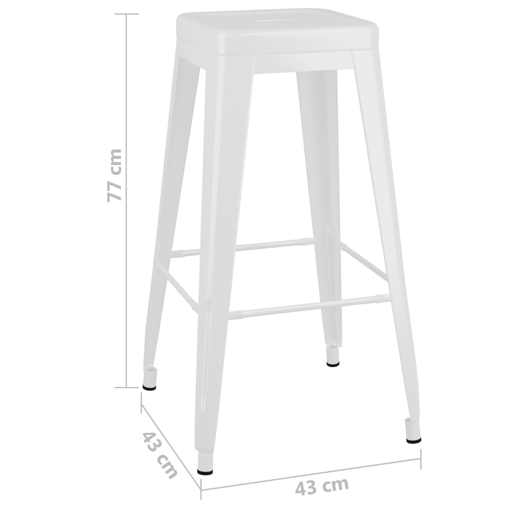 Sgabelli da Bar Impilabili 2 pz Bianchi in Metallo 248148