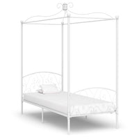 Letto a Baldacchino Bianco in Metallo 90x200 cm cod mxl 61411