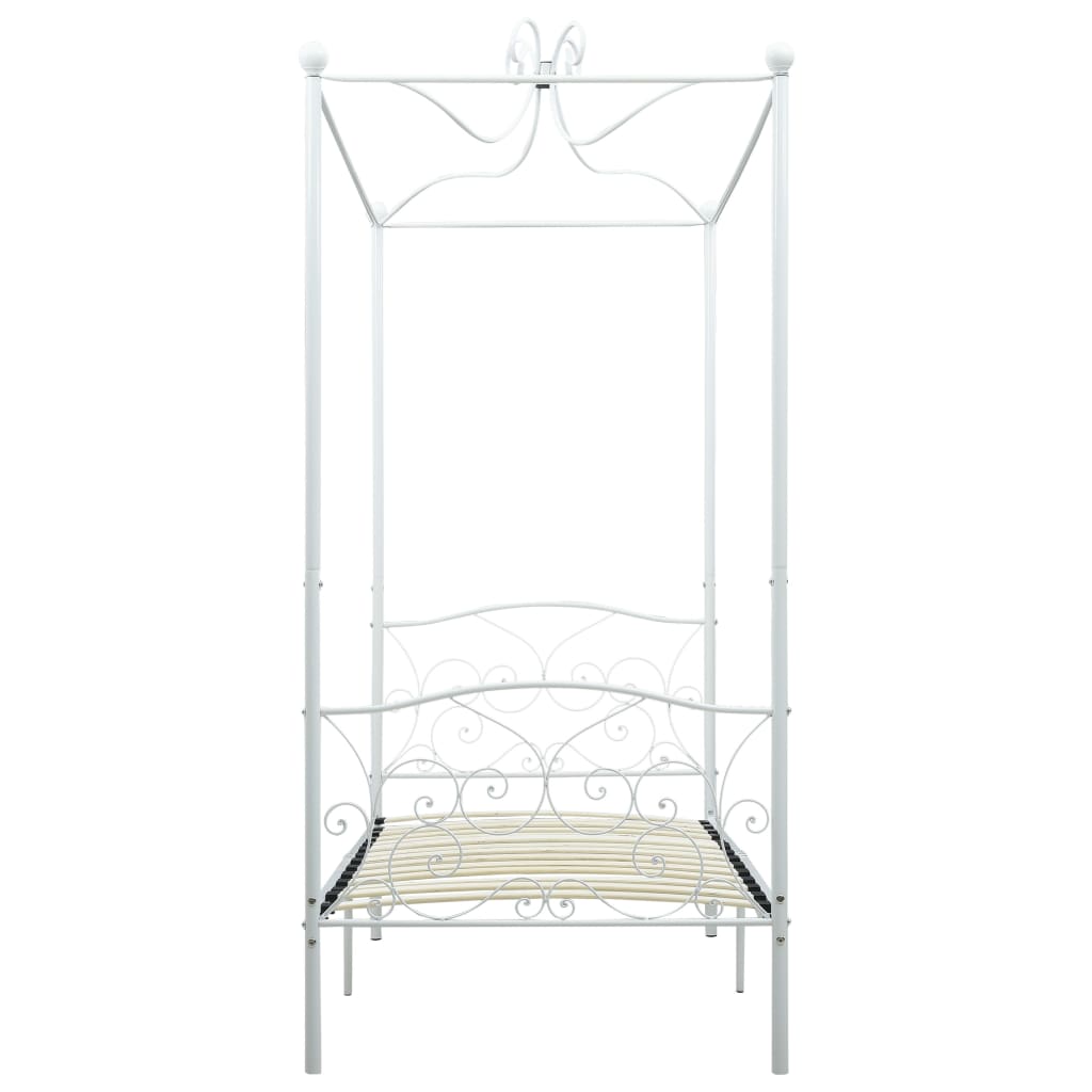 Letto a Baldacchino Bianco in Metallo 90x200 cm 284468