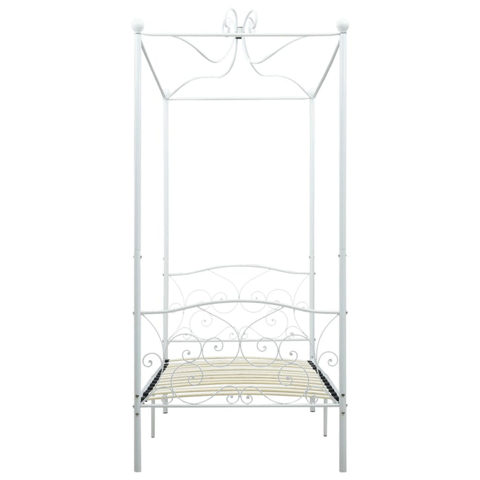 Letto a Baldacchino Bianco in Metallo 90x200 cm 284468