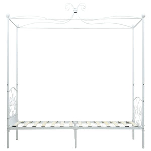 Letto a Baldacchino Bianco in Metallo 90x200 cm 284468