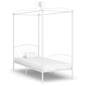 Letto a Baldacchino Bianco in Metallo 100x200 cm 284469