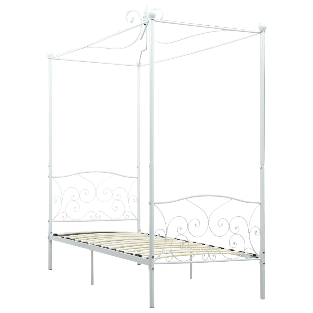 Letto a Baldacchino Bianco in Metallo 100x200 cm 284469