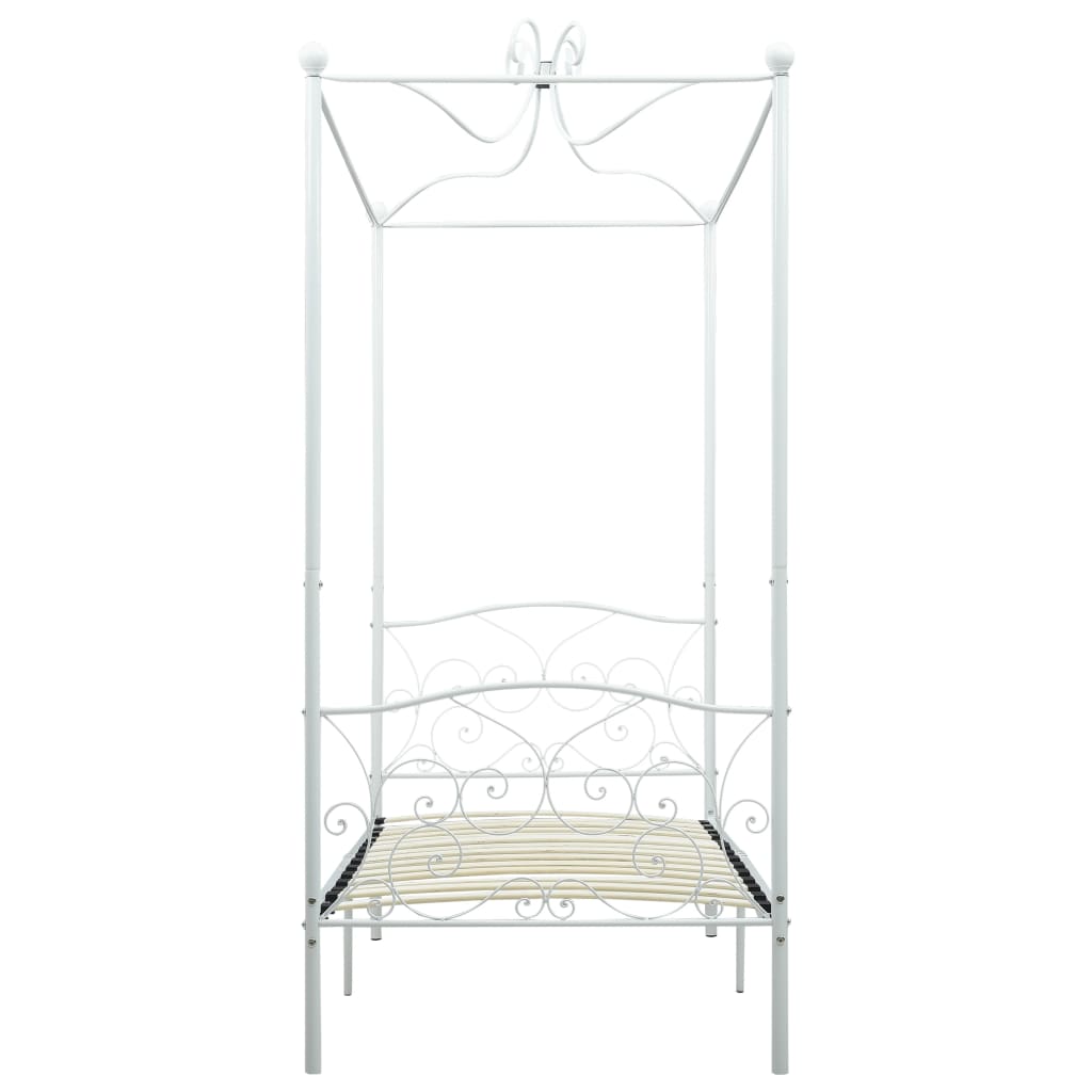 Letto a Baldacchino Bianco in Metallo 100x200 cm 284469