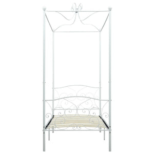 Letto a Baldacchino Bianco in Metallo 100x200 cm 284469