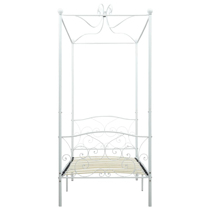 Letto a Baldacchino Bianco in Metallo 100x200 cm 284469