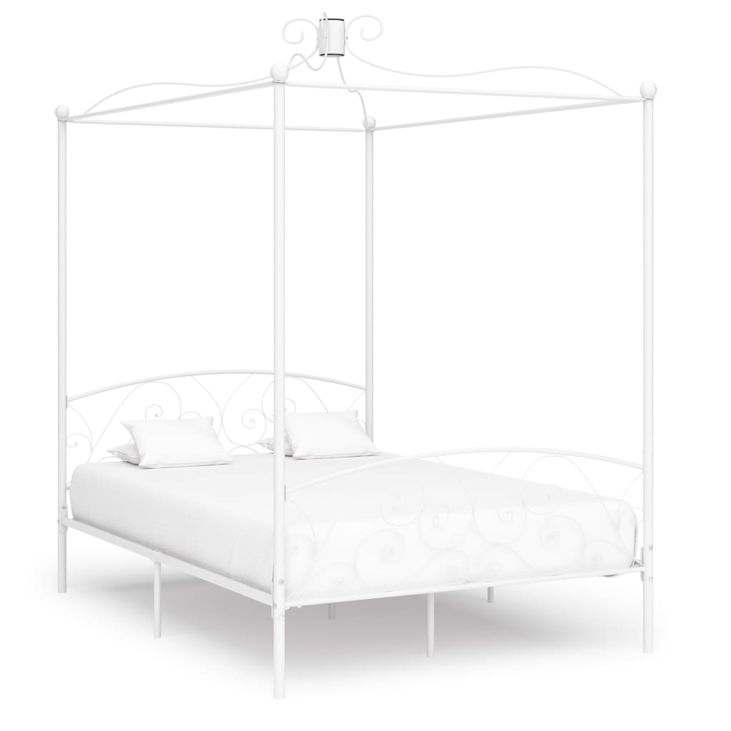 Letto a Baldacchino Bianco in Metallo 120x200 cm 284470