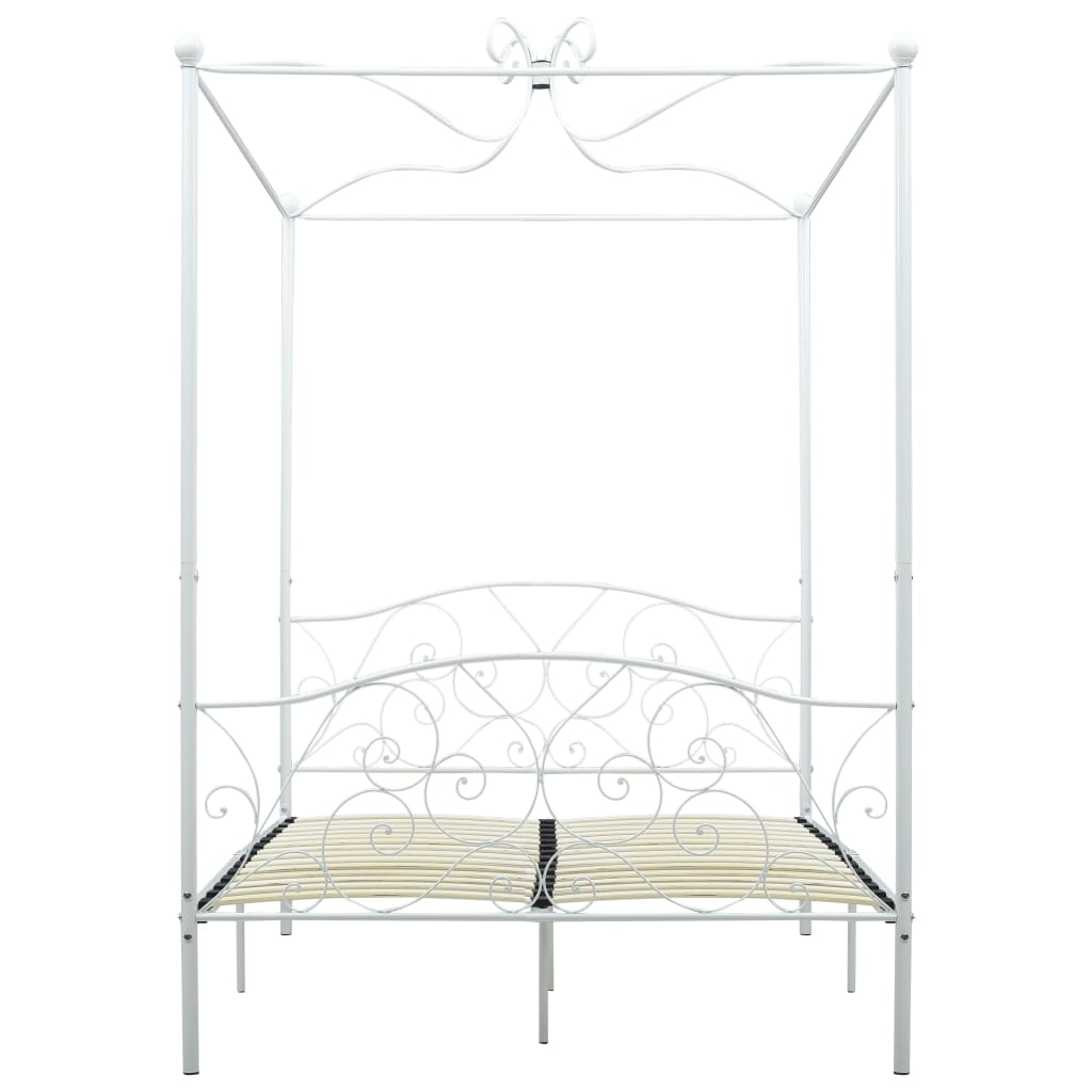 Letto a Baldacchino Bianco in Metallo 120x200 cm 284470