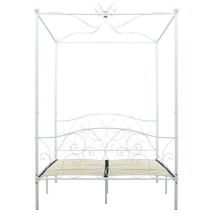 Letto a Baldacchino Bianco in Metallo 120x200 cm 284470