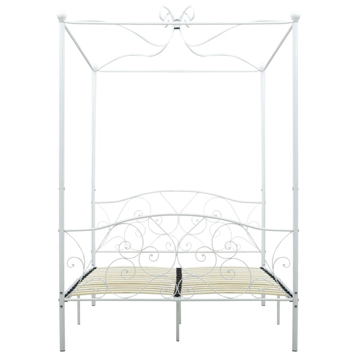 Letto a Baldacchino Bianco in Metallo 120x200 cm 284470