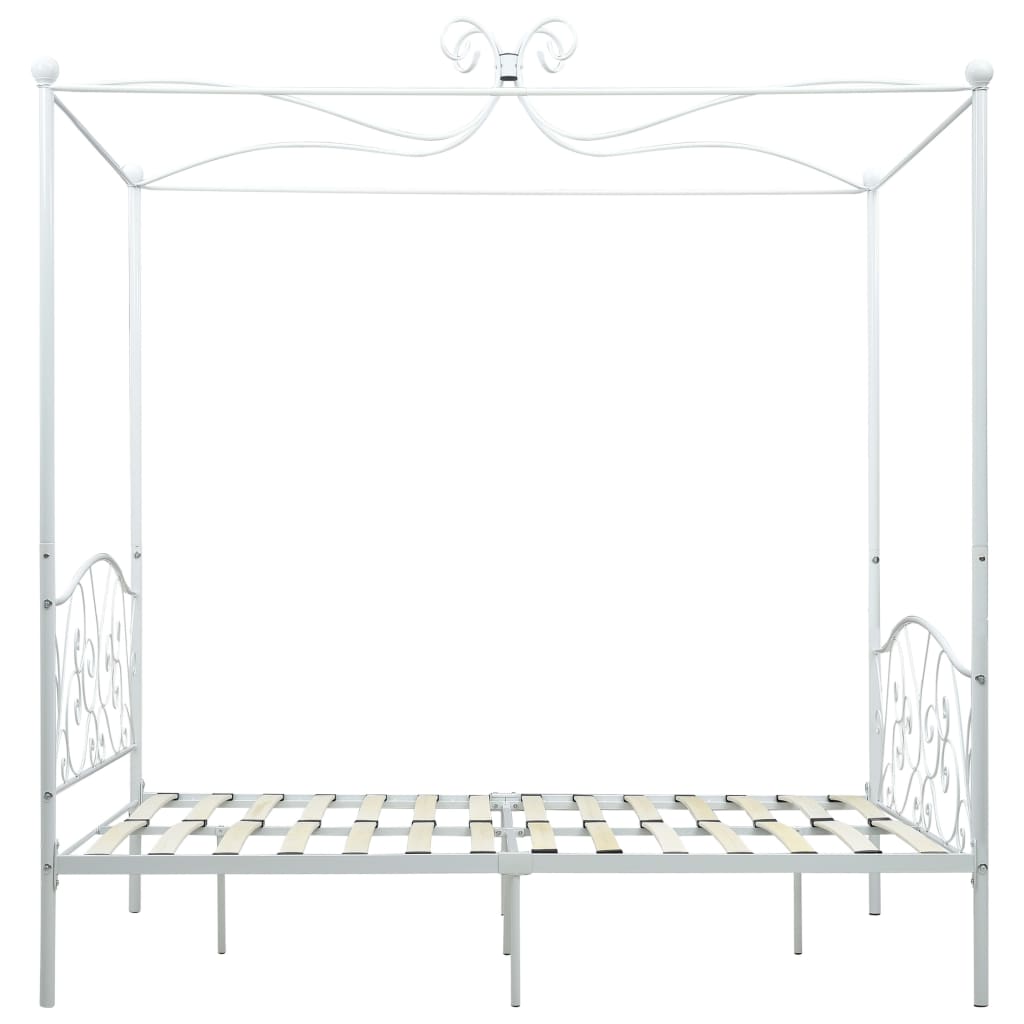 Letto a Baldacchino Bianco in Metallo 120x200 cm 284470