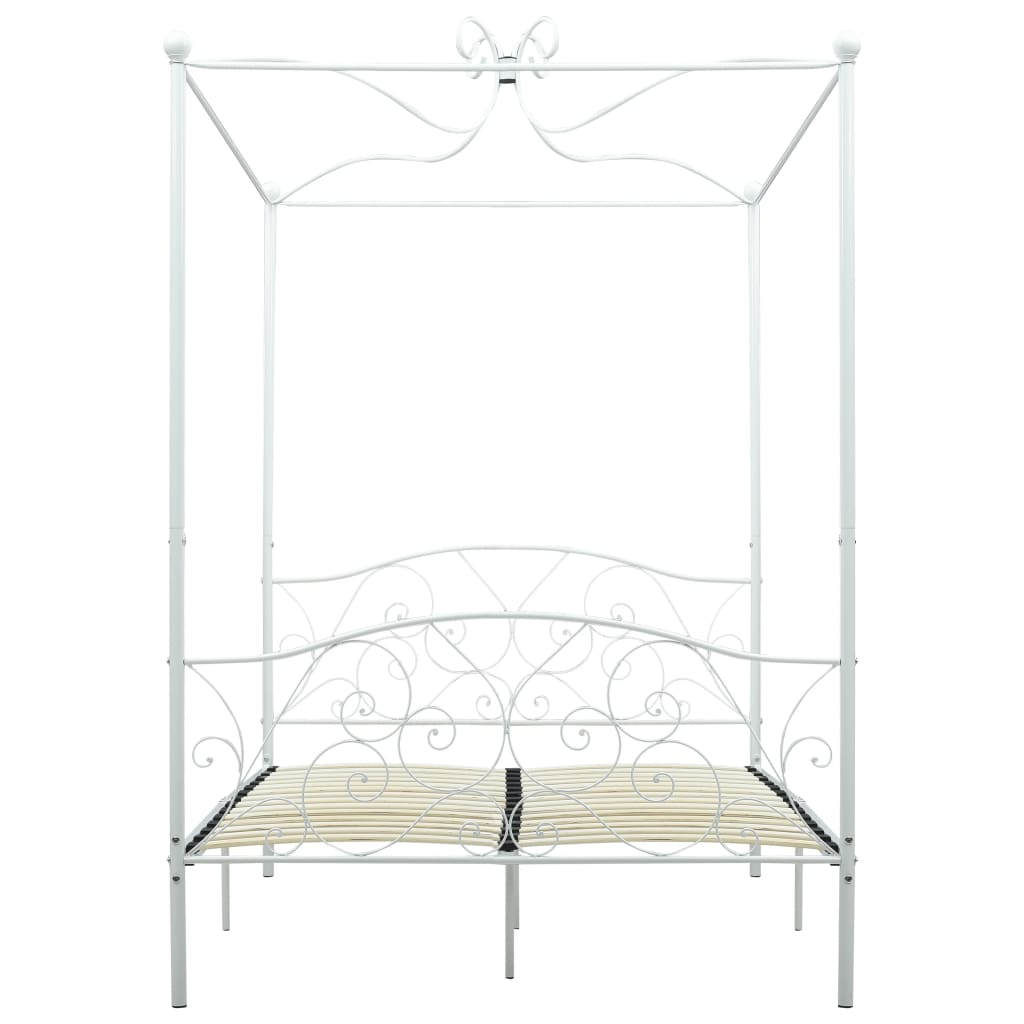 Letto a Baldacchino Bianco in Metallo 140x200 cm 284471