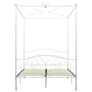 Letto a Baldacchino Bianco in Metallo 140x200 cm 284471