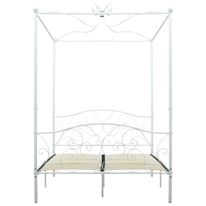 Letto a Baldacchino Bianco in Metallo 140x200 cm 284471