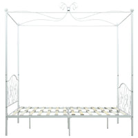 Letto a Baldacchino Bianco in Metallo 140x200 cm 284471